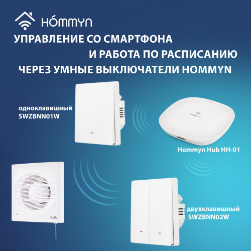 Вентилятор вытяжной Ballu BAF-AR 150 VP с обратным клапаном и тяговым выключателем