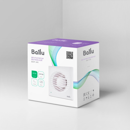 Вентилятор вытяжной Ballu BAF-AR 120 V с обратным клапаном