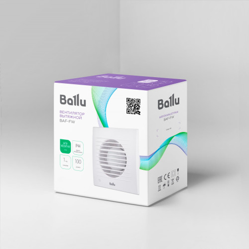 Вентилятор вытяжной Ballu BAF-FW 100 N с антимоскитной сеткой